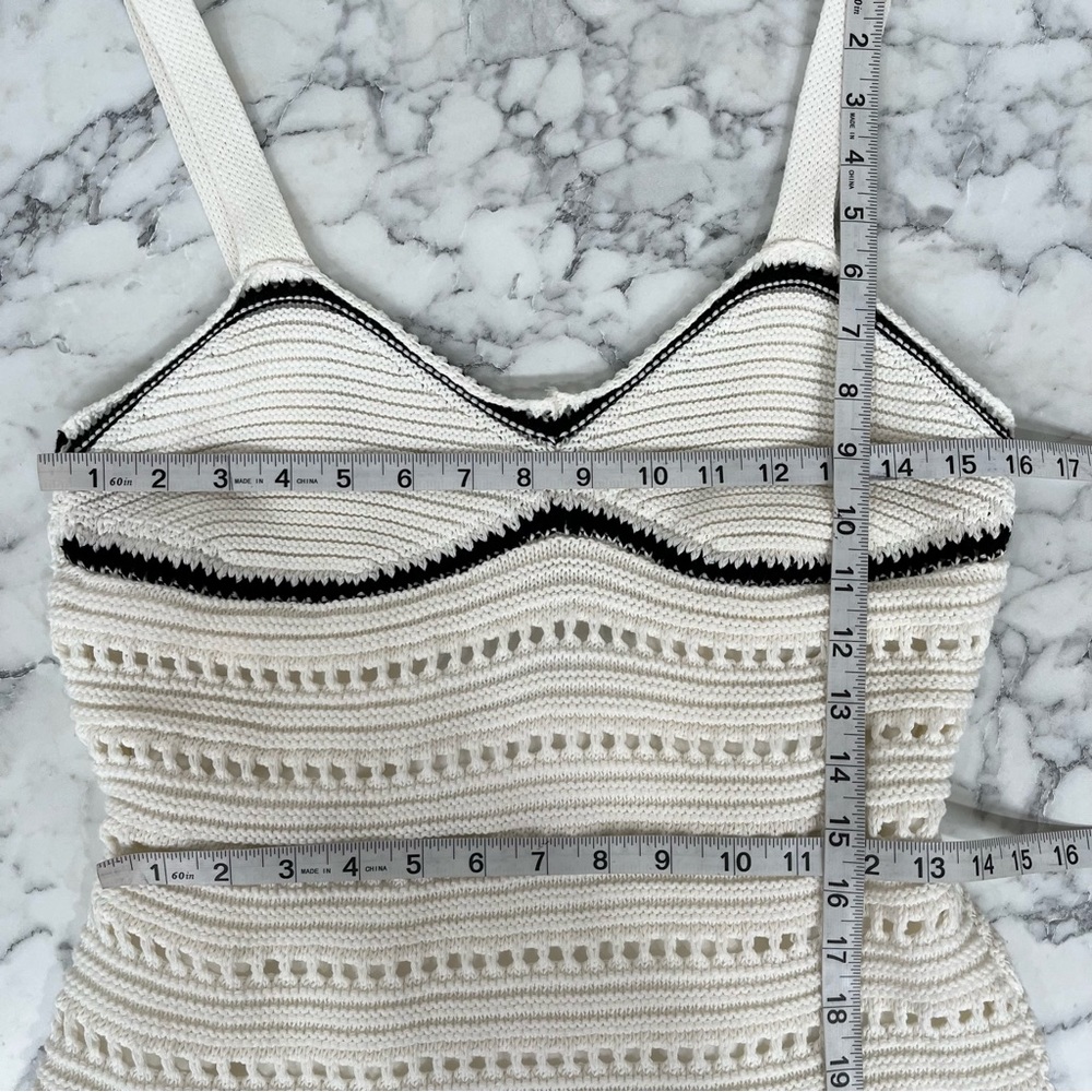 Free People White Crochet Mini Dress with Black Trim - Picture 6 of 10